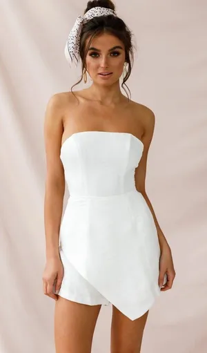 Selfie Leslie White Strapless Romper thumbnail 1