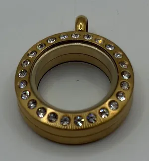 Origami Owl Floating Locket Pendant‎ Small Gold Rhinestone Jewelry Charm thumbnail 1