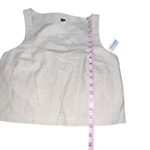 Old Navy Cropped Square Neck Linen-Blend Tank Top Small Neutral Tan‎ Minimalist thumbnail 6