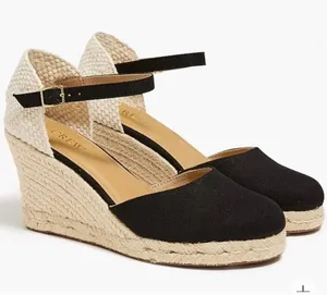 J.Crew Ankle-strap espadrille wedges black size 8 thumbnail 1