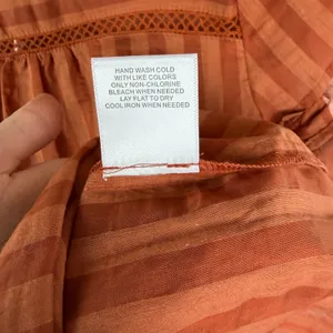 NWT ModCloth Striped Linen Blend Top Size XS Rust Orange Sheer Lightweight Boho‎ thumbnail 8