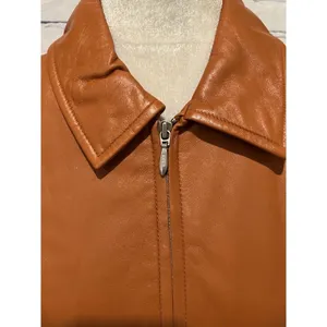 Vintage Wilsons Leather Jacket Women Orange Zip Up Size Medium thumbnail 8