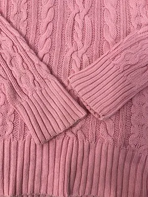 Lauren Ralph Lauren Pink Cable-Knit Half-Zip Turtleneck Sweater thumbnail 6