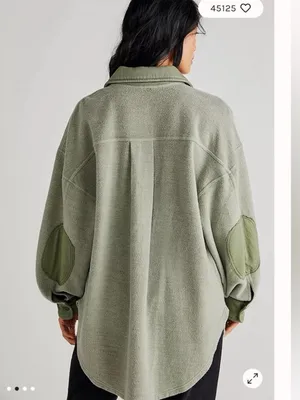 Free People Oversized Fall Ruby Shirt Jacket / Shacket in Sage Green - Size XS thumbnail 3