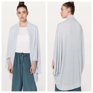 Lululemon Womens Silk Blend Open‎ Front Stillness Wrap Cardigan OS Silver Fox thumbnail 2