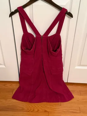 Anthropologie Denim Cargo Mini Dress in Raspberry Pink thumbnail 3