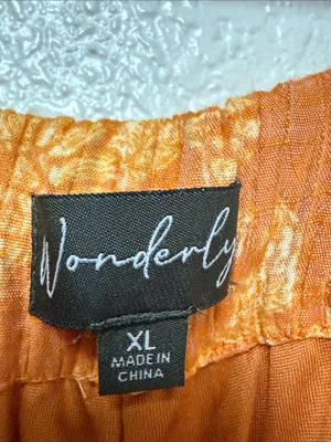 WONDERLY Yellow-Orange Floral Wide-Leg Pants Size XL thumbnail 3