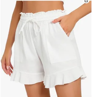 Women's White Linen Cotten Ruffle Hem Shirts Size X-Large (16-18) thumbnail 1