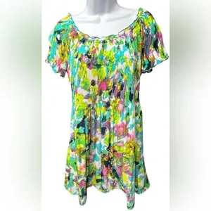 Allison Taylor Water Color Abstract Crinkle Top Size Medium Color Block‎ thumbnail 12