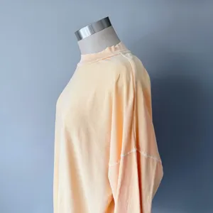 We The Free Peach Long Sleeve Top Women’s Large Oversized Raw Hem thumbnail 4