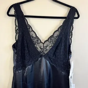 NWT Black Lace Satin Chemise Slip Dark Fairy Slipdress Fits like a Small thumbnail 9