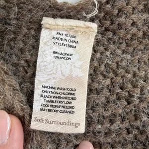 Soft‎ Surroundings OS Sweater Cardigan Knit Shawl Wrap Poncho Boho Brown Cozy thumbnail 5