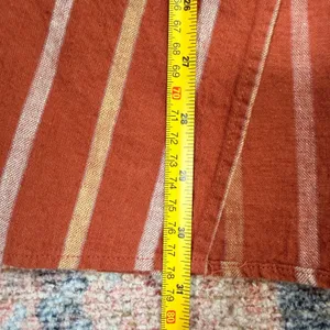 Madewell Rust Orange Striped Linen‎ Blend Faux Wrap Midi Skirt with Pockets XS thumbnail 9
