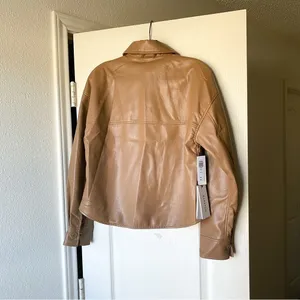 Aritzia Jacket Pelli Hip Shirt‎ Shacket Vegan-Leather Button-Down Saville XS NWT thumbnail 4