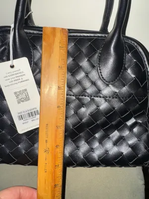 Urban Outfitters Kristie Crossbody Black leather bag woven texture thumbnail 14