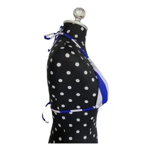 Heat Womens Bikini Top Sz S Royal Blue White String Padded‎ Removable Pads thumbnail 2