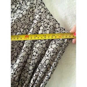 Olivia Grey Floral Smocked High Neck Mini Dress Tan Black Sleeveless‎ XS thumbnail 3