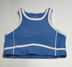 Wilo Blue Crop Top with White Trim size small thumbnail 1