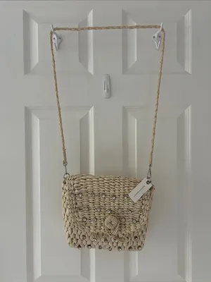 Anthropologie Beaded Woven Crossbody Bag in Natural Beige thumbnail 2