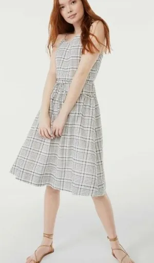 New Free Assembly Plaid Midi Dress XXL Picnic Sundress Smocked Clean Girl Preppy thumbnail 1