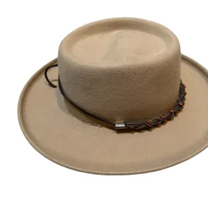 Vintage Coldwater Creek Womens One Size Light Brown Hat Braided Beaded 100% Wool thumbnail 3