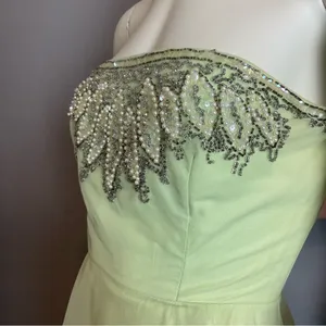 Vintage 50s Formal Dress Prom Strapless Pale Green Elegant‎ Hollywood Glamorous thumbnail 8