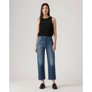 Levi's Ribcage Straight Ankle Cropped Dark Wash Cotton Denim Jeans Size 31 thumbnail 11