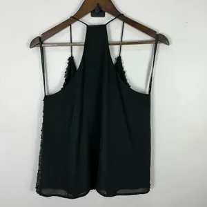 JOA Los Angeles M Black Sequin Cami‎ Top Mob Wife Glam Y2K Party Showgirl thumbnail 3