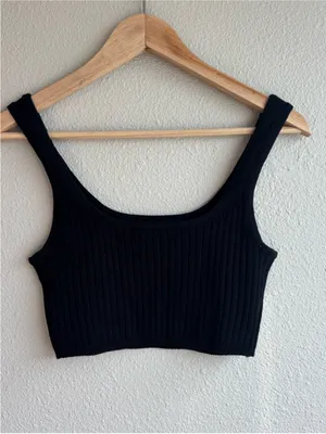 Wilfred Merino Wool Black Crop Tank Top thumbnail 6