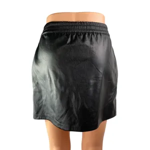 Aritzia Babaton Black Faux Vegan Leather Elastic Waist Mini Pencil Skirt Size XS thumbnail 2