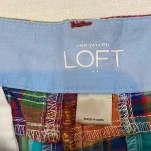56 Ann Taylor Loft Checkered Plaid Orange Blue Shorts Size 14 thumbnail 6