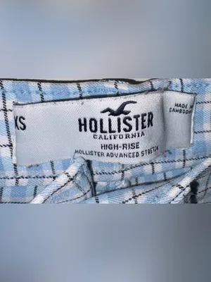 Hollister high rise Light Blue Plaid flared Pants thumbnail 3