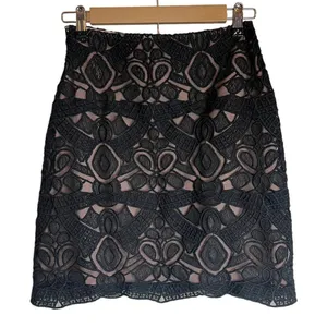 Anthropologie Kachel Black Lace Mini Skirt Sz. 6 thumbnail 3