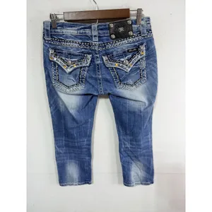 Miss Me Cuffed Capri Signature Embellished Jeans Womens 27 Blue JP5755P4 Western thumbnail 3