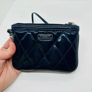 Coach Women's Dark Blue Poppy Patent Leather Coin Wristlet Purse thumbnail 8