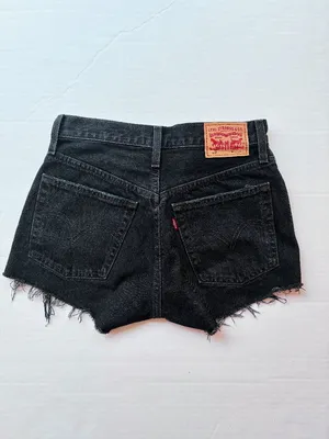 Levi’s 501 High-Rise Denim Cutoff Shorts - Women Size 24 - Black Distressed thumbnail 2