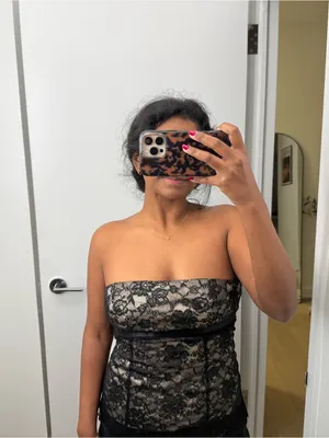 Black Lace Strapless Bustier Top thumbnail 3