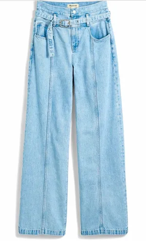 Madewell Belted‎ Baggy Jeans Light Wash High Rise Wide Leg NWT 31 thumbnail 1