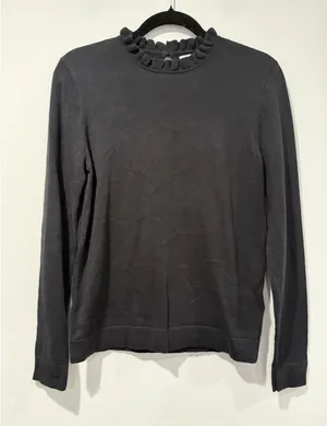J Crew Sweater Womens Small Black 100% Cotton Lightweight Basic Layer Travel thumbnail 1