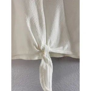 Madewell White V Neck Textured Tie Front Top thumbnail 9
