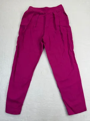 Theory Magenta Pink Linen Blend Pleated High Rise Tapered Trousers Size‎ 4 thumbnail 1