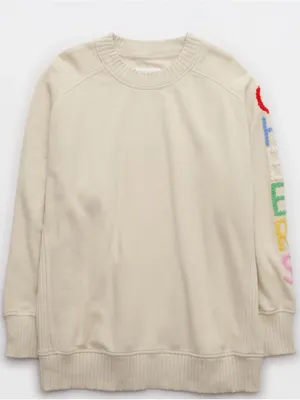 AERIE “Cheers” Down-To-Earth Sweatshirt in Soft Oat Size M thumbnail 11