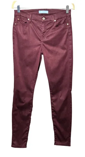 7 For‎ All Mankind b(air)Skinny Jeans Burgundy Wine Red Pants 27 Blair thumbnail 1