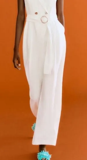 Zara off-white Belted Wrap Jumpsuit BLOGGERS FAV! NWT thumbnail 6