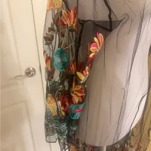 Beautiful Multi color Floral Embroidered Sheer Kimono/duster thumbnail 4