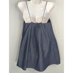 Zara Blue Denim Strappy‎ Mini Dress Womens S Swingy Summer Cotton Chic Vacay thumbnail 3