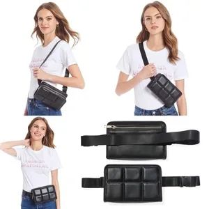 NWT Amanda Uprichard Black‎ Quilted Belt Bag Le Sac Banane Fanny Pack Gold Zip thumbnail 2