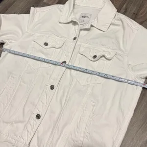 Abercrombie & Fitch White Denim Trucker Jacket Oversized Fit Medium thumbnail 6