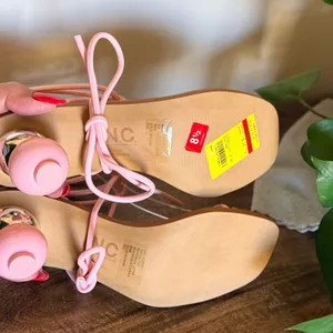 INC Chedel Pink Lace Up Sandal Women 8.5 Ball Heel Square Toe Strappy Barbiecore thumbnail 4