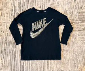 Nike women's small black/metallic silver thick sweatshirt MSRP $70 thumbnail 1